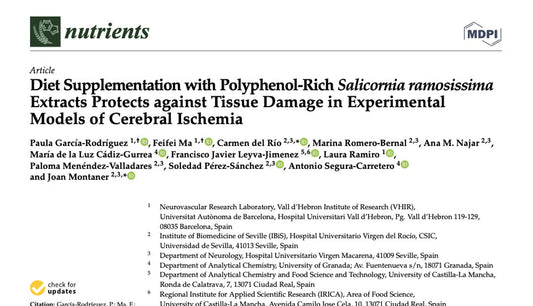 Portada artículo "Diet Supplementation with Polyphenol-Rich Salicornia ramosissima Extracts Protects against Tissue Damage in Experimental Models of Cerebral Ischemia"