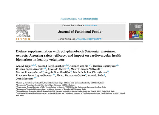 Portada artículo "Dietary supplementation with polyphenol-rich Salicornia ramosissima extracts: Assessing safety, efficacy, and impact on cardiovascular health biomarkers in healthy volunteers"