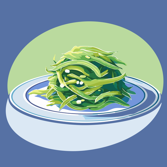 Ilustración de un plato de algas aliñadas