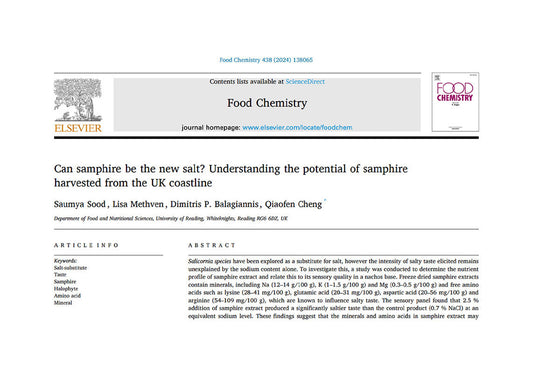 Portada artículo "Can samphire be the new salt? Understanding the potential of samphire harvested from the UK coastline"