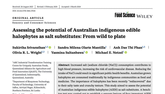 Portada artículo "Assessing the potential of Australian indigenous edible halophytes as salt substitutes: From wild to plate"
