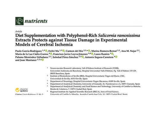 Portada artículo "Diet Supplementation with Polyphenol-Rich Salicornia ramosissima Extracts Protects against Tissue Damage in Experimental Models of Cerebral Ischemia"