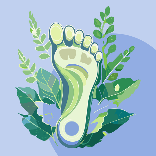 Ilustración de una huella de un pie y alrededor plantas
