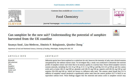 Portada artículo "Can samphire be the new salt? Understanding the potential of samphire harvested from the UK coastline"
