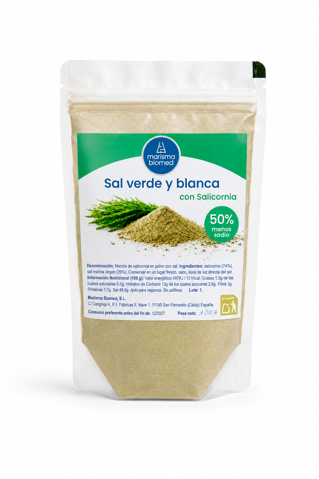 sal verde y blanca con salicornia